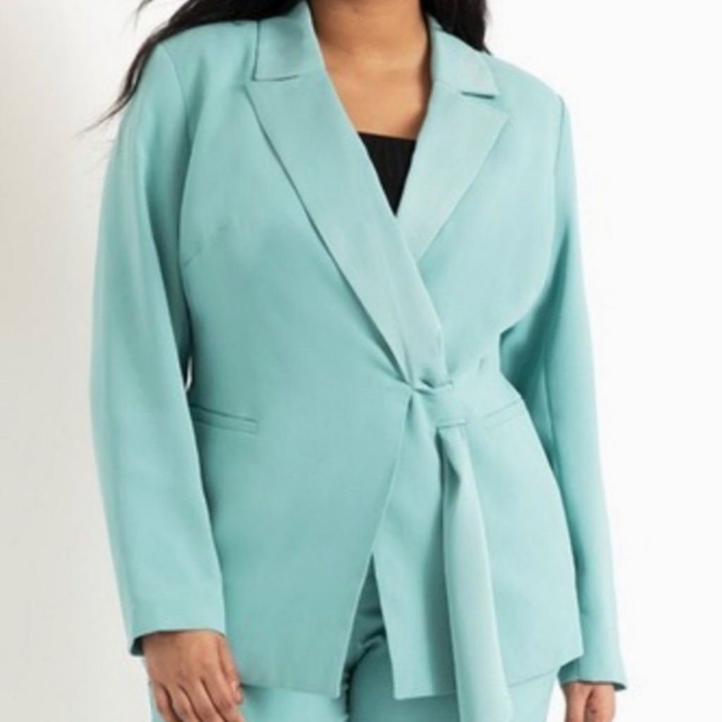 Eloquii Blazer With Satin Tie Nwt Career Academia Mint Green 16
